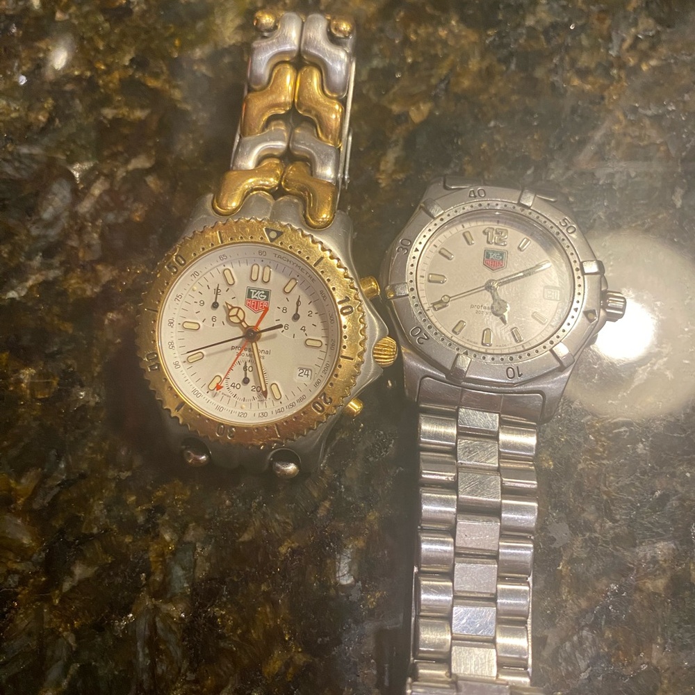 Tag Heuer Gold and Silver Watch Pair